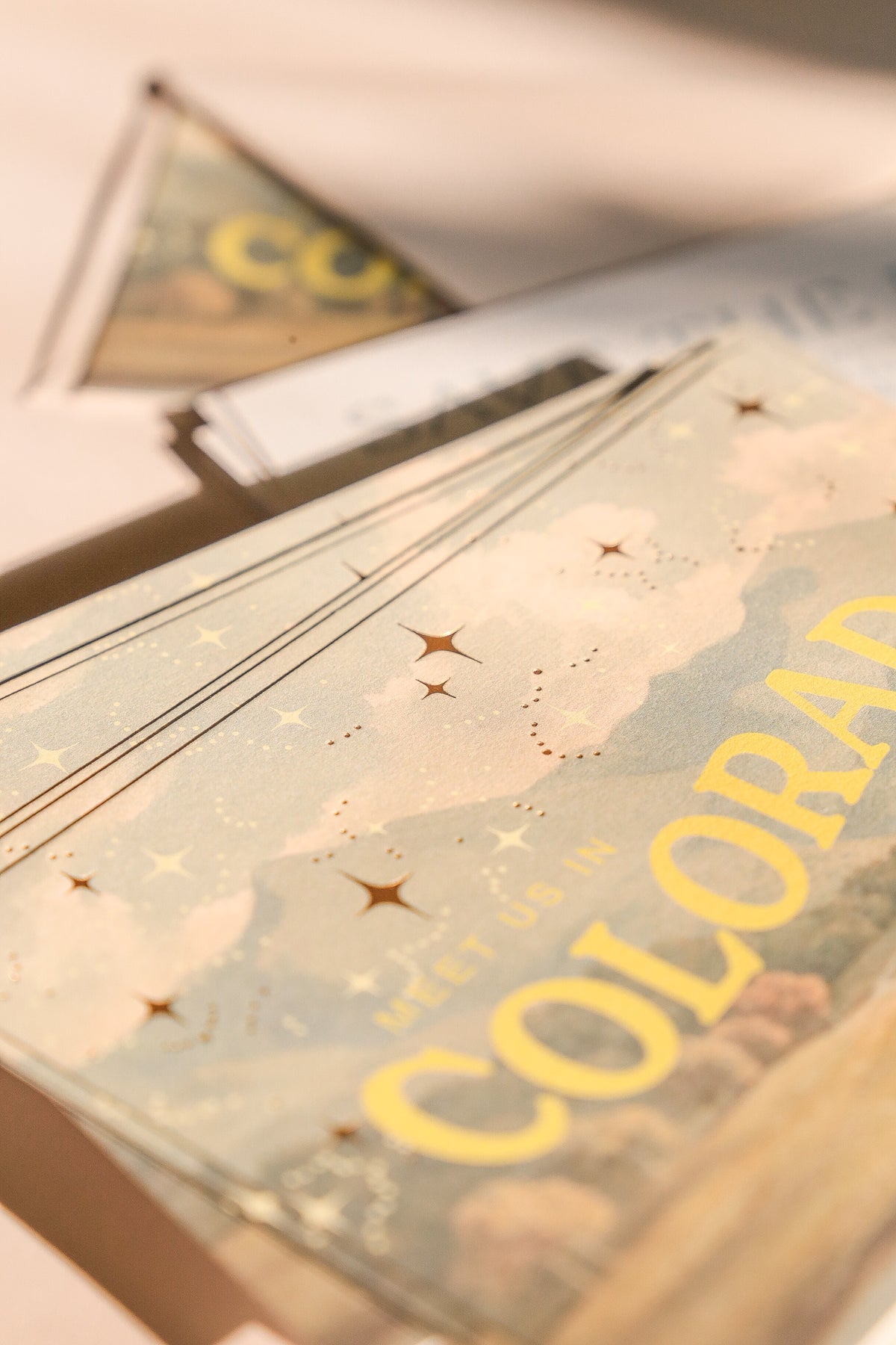 Digital printed pieces w/gold foil stars